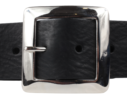 Silver Square 1 3/4 Inch Leather Belt | Full Grain Leather  display picture 1