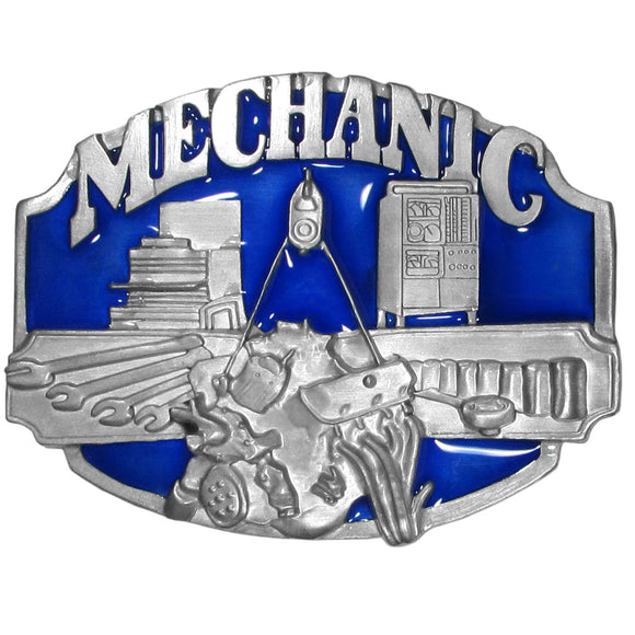 Blue Mechanic Belt Buckle