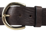 Brass D Ring Buckle on 1 3/4" Leather Belt