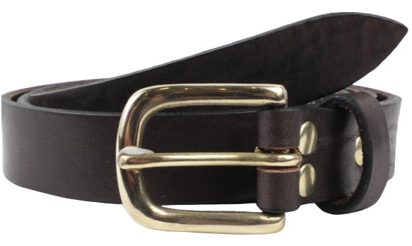 Brass Half Square 1 Inch Leather Belt