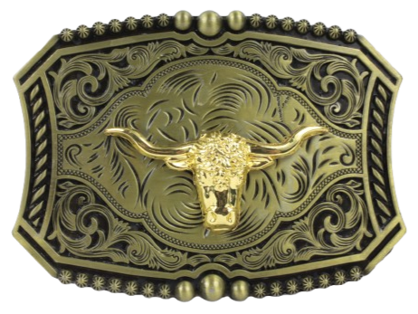 Bronze and Gold Bull Head Belt Buckle