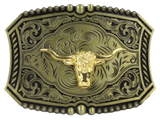 Bronze and Gold Bull Head Belt Buckle