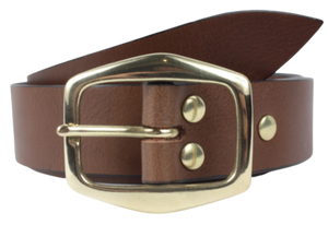 Brown 1 1/4" Inch Leather Trouser Belt