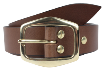 Brown 1 1/4" Inch Leather Trouser Belt