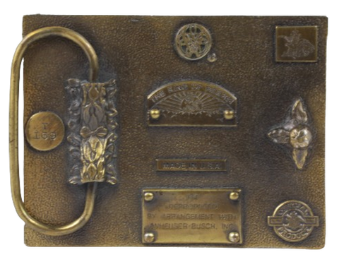 Budweiser Shires King of Beers Copper Gold Plated Belt Buckle Back