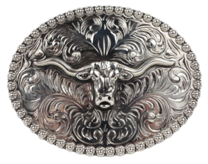 Bull Head Oval Swirl Belt Buckle