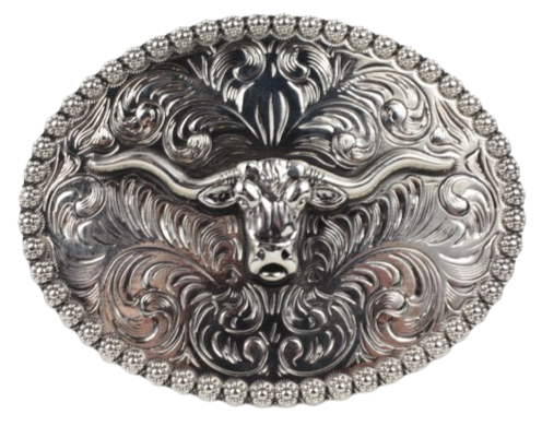 Bull Head Oval Swirl Belt Buckle