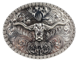 Bull Head Oval Swirl Belt Buckle