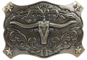 Bull Head with Stars Belt Buckle