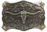 Bull Head with Stars Belt Buckle