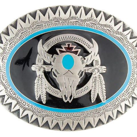 Bull Skull Trophy Solid Brass Belt Buckle
