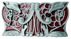 Celtic Birds Design Red Belt Buckle