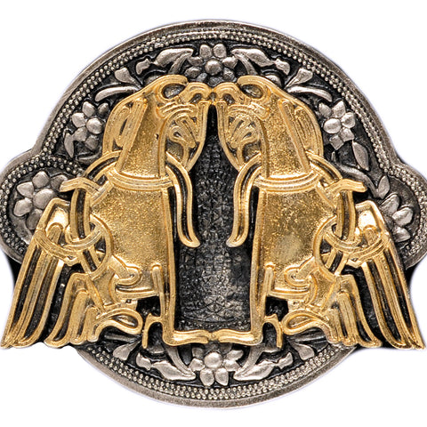 Celtic Birds Gold Silver Belt Buckle