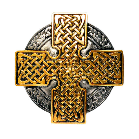 Celtic Circle Cross Gold Silver Belt Buckle