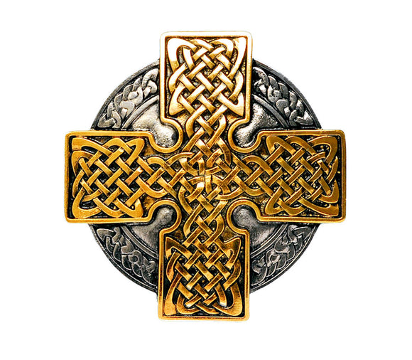 Celtic Circle Cross Gold Silver Belt Buckle