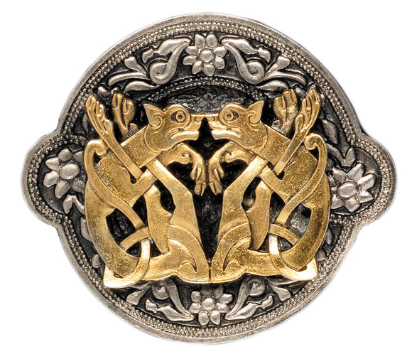 Celtic Dogs Gold Silver Belt Buckle