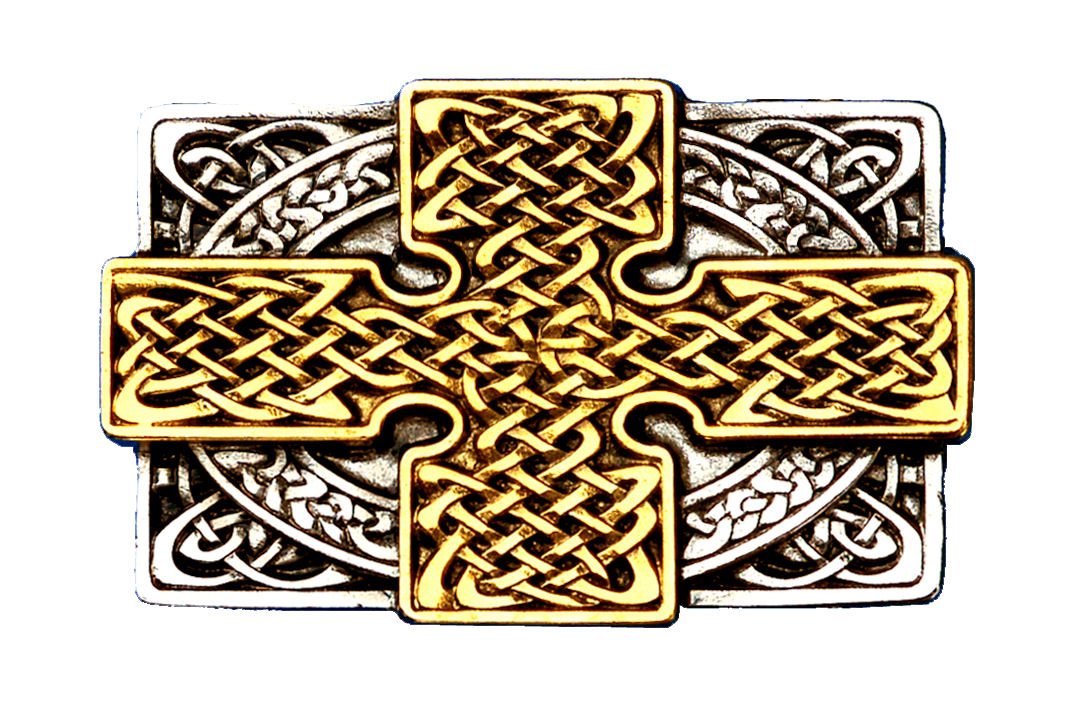 Celtic Rectangle Cross Gold Silver Belt Buckle Pagan Norse Buckles