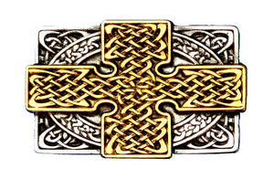 Celtic Rectangle Cross Gold Silver Belt Buckle