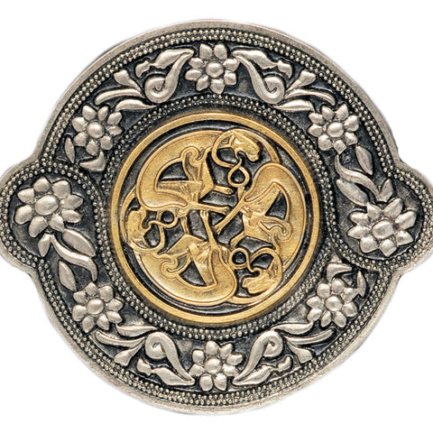 Celtic Roses Gold Silver Belt Buckle