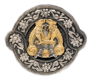 Celtic Twin Dragons Gold Silver Belt Buckle