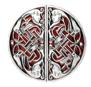 Celtic Twin Facing Red Belt Buckle