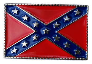 Confederate Flag Red Blue Belt Buckle