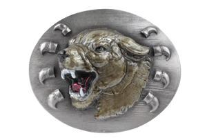 Cougar Head And Claws Belt Buckle