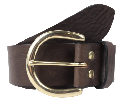 Dark Brown Leather Jean Belt 1 3/4 Inch Wide