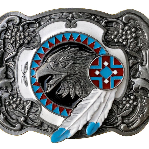 Eagle Head Feathers Belt Buckle