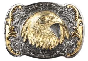 Eagle Head with Feathers Gold Silver Plated Belt Buckle