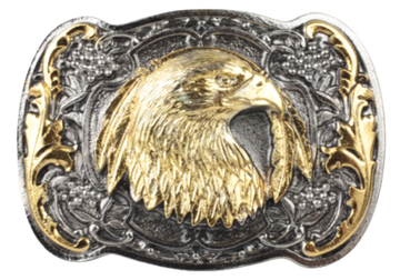 Eagle Head with Feathers Gold Silver Plated Belt Buckle