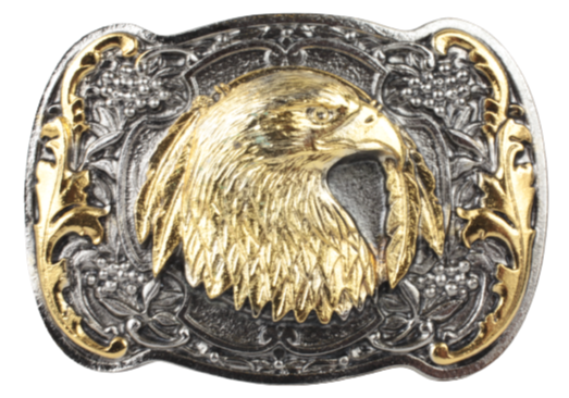 Eagle Head with Feathers Gold Silver Plated Belt Buckle