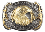 Eagle Head with Feathers Gold Silver Plated Belt Buckle