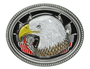 Eagle Head with Flag Bolo Tie