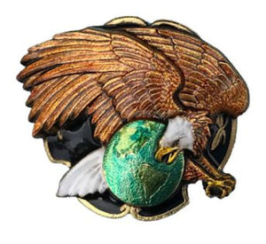 Eagle on Globe Gold Silver Plated Bolo Tie