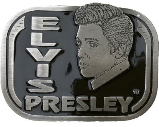 Elvis Face Black Belt Buckle