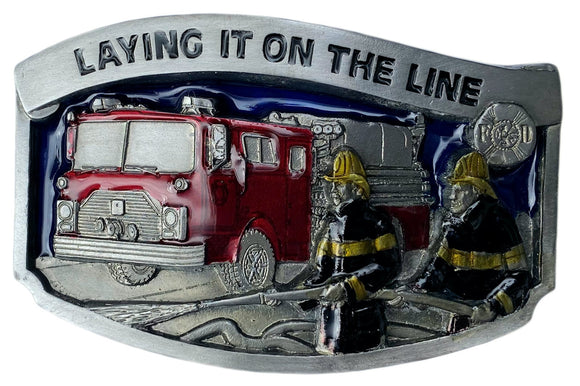 Firefighter Laying It on The Line Fire Engine Belt Buckle