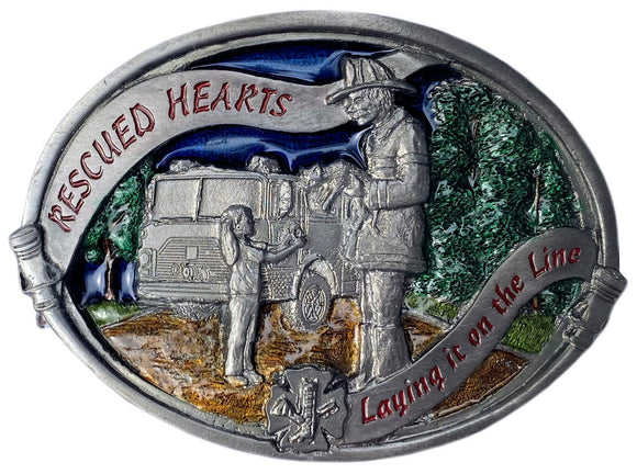 Firefighter Rescued Hearts Belt Buckle