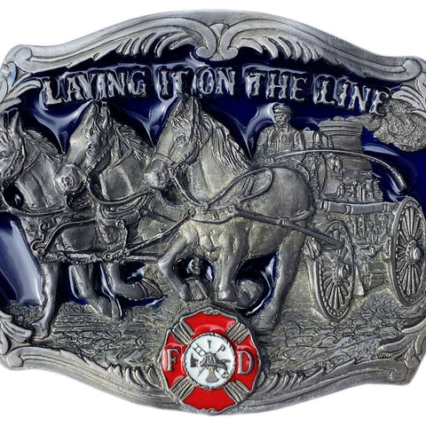 Firefighter the 1800s Horses Belt Buckle