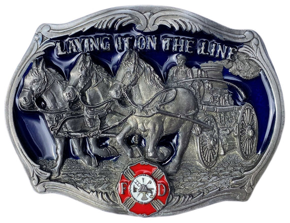 Firefighter the 1800s Horses Belt Buckle