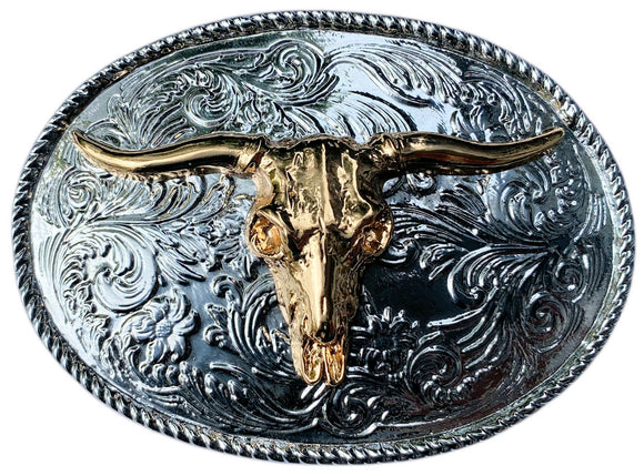 Gold Plated Rodeo Steer Belt Buckle
