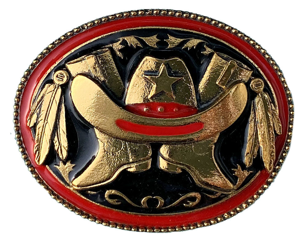 Hats Boots Gold Plated Bolo Tie