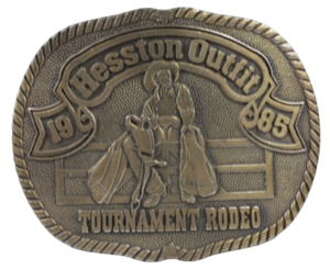 Hesston Outfit 1985 Tournament Rodeo Belt Buckle