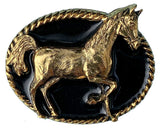 Horse Gold and Black Plated Bolo Tie