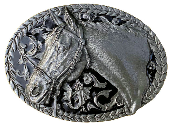 Horse Head Oval Belt Buckle