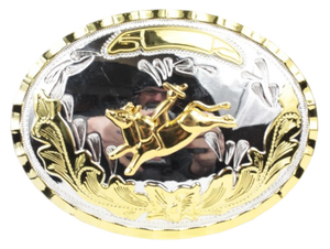 Large Oval Bull Rider Belt Buckle