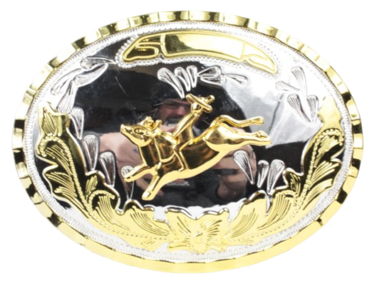 Large Oval Bull Rider Belt Buckle