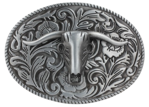 Longhorn Skull Oval Belt Buckle