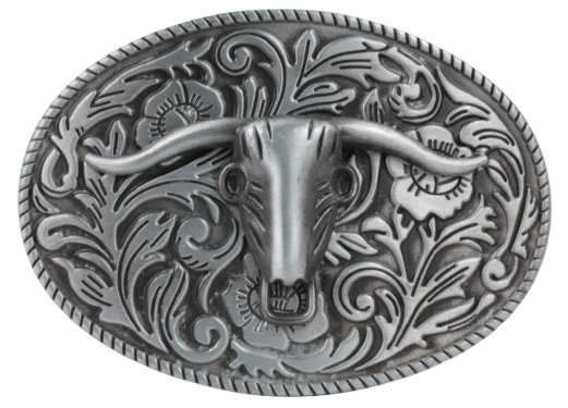 Longhorn Skull Oval Belt Buckle