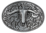 Longhorn Skull Oval Belt Buckle